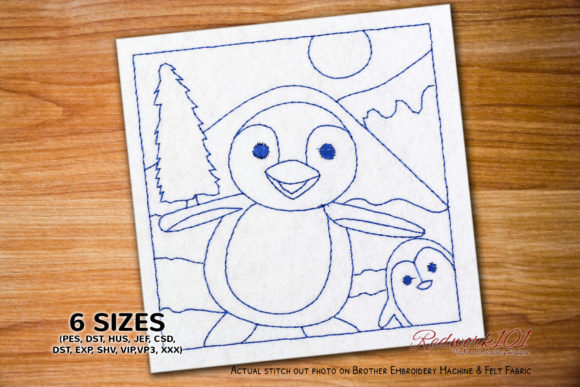 A Cheerful Penguin Winter Scene for Seasonal Embroidery