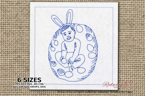 Baby Boy Wearing Bunny Ears Redwork: Gift Review
