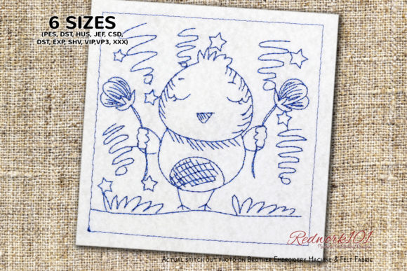 Baby Chick with Flowers Redwork: A Designer's Review