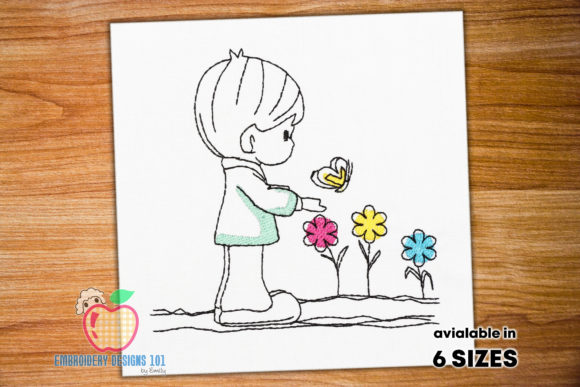 Boy with Butterfly Sketch: Small Business Embroidery Review
