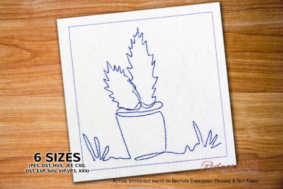 Cactus and Succulent Plants in Pots: Embroidery Design Review
