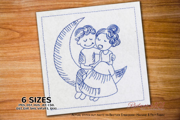 Couple Sitting on Moon: A Romantic Embroidery Design Review