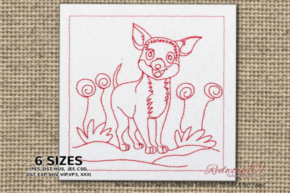 Cute Chihuahua Redwork Embroidery Design Review