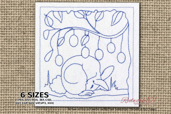 Easter Rabbit Sitting on Grass Redwork – A Designer’s Craft Fair Review
