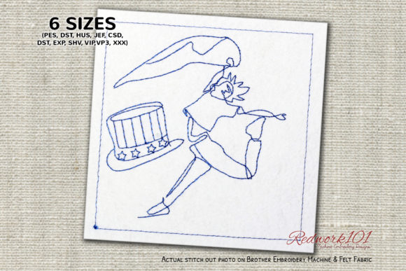 Girl Jumping with Hat: A Charmingly Classic Redwork Design