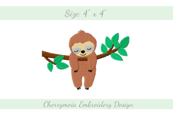 Hanging Sloth Embroidery Design for Business Branding