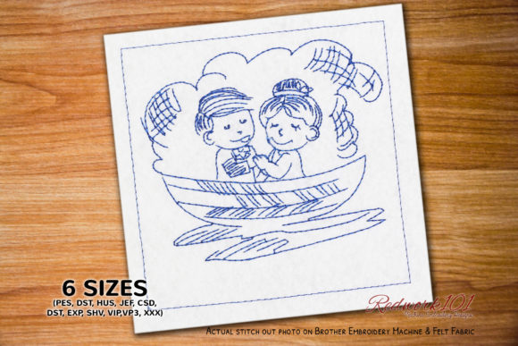 Lovely Couple in Boat Redwork: A Designer's Real-Talk Review for Valentine's Projects