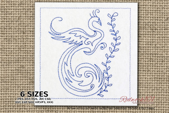 Peacock Lineart Embroidery for Boutique Apparel