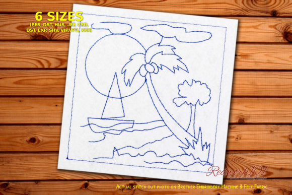 Reviewing a Beach Scene Embroidery Design for Business Use