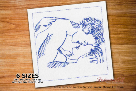 Romantic Girl Lineart Design: A Valentine’s Embroidery Essential