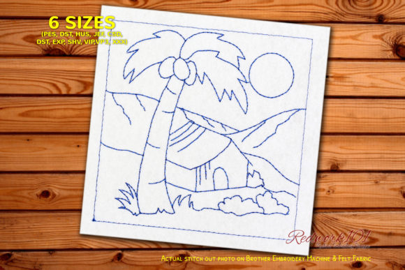 Wooden Hut with Palm Tree Redwork: A Designer's Review